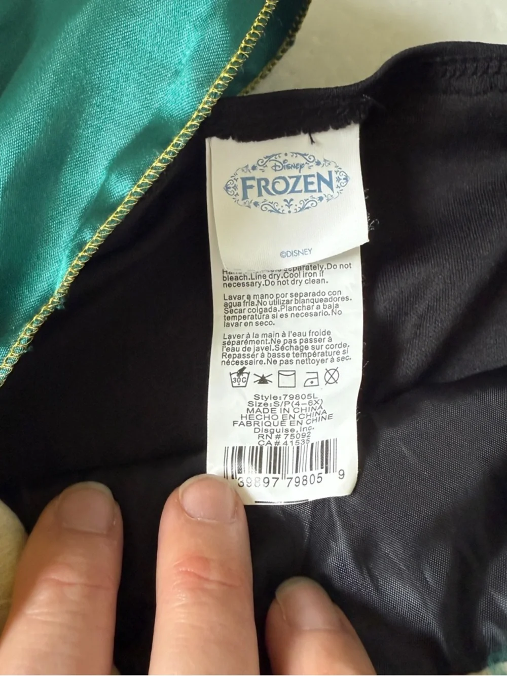 Disney Frozen Princess Anna Costume Green Coronation Dress - Picture 4 of 5